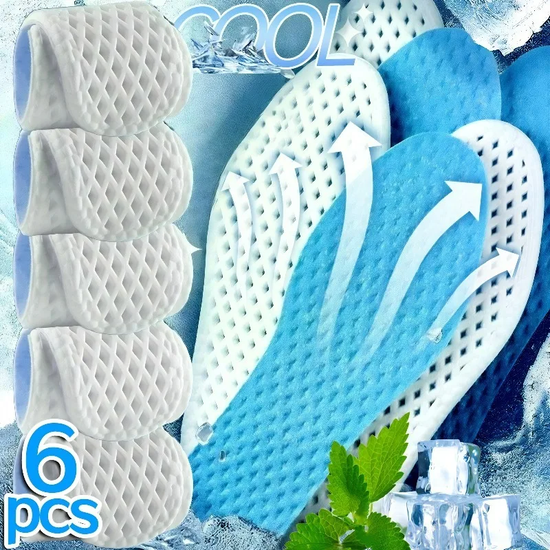 

2/6Pcs Summer Mesh Breathable Insoles for Men Deodorization Sweat Absorb Running Sports Shock Absorption Memory Foam Shoes Pads