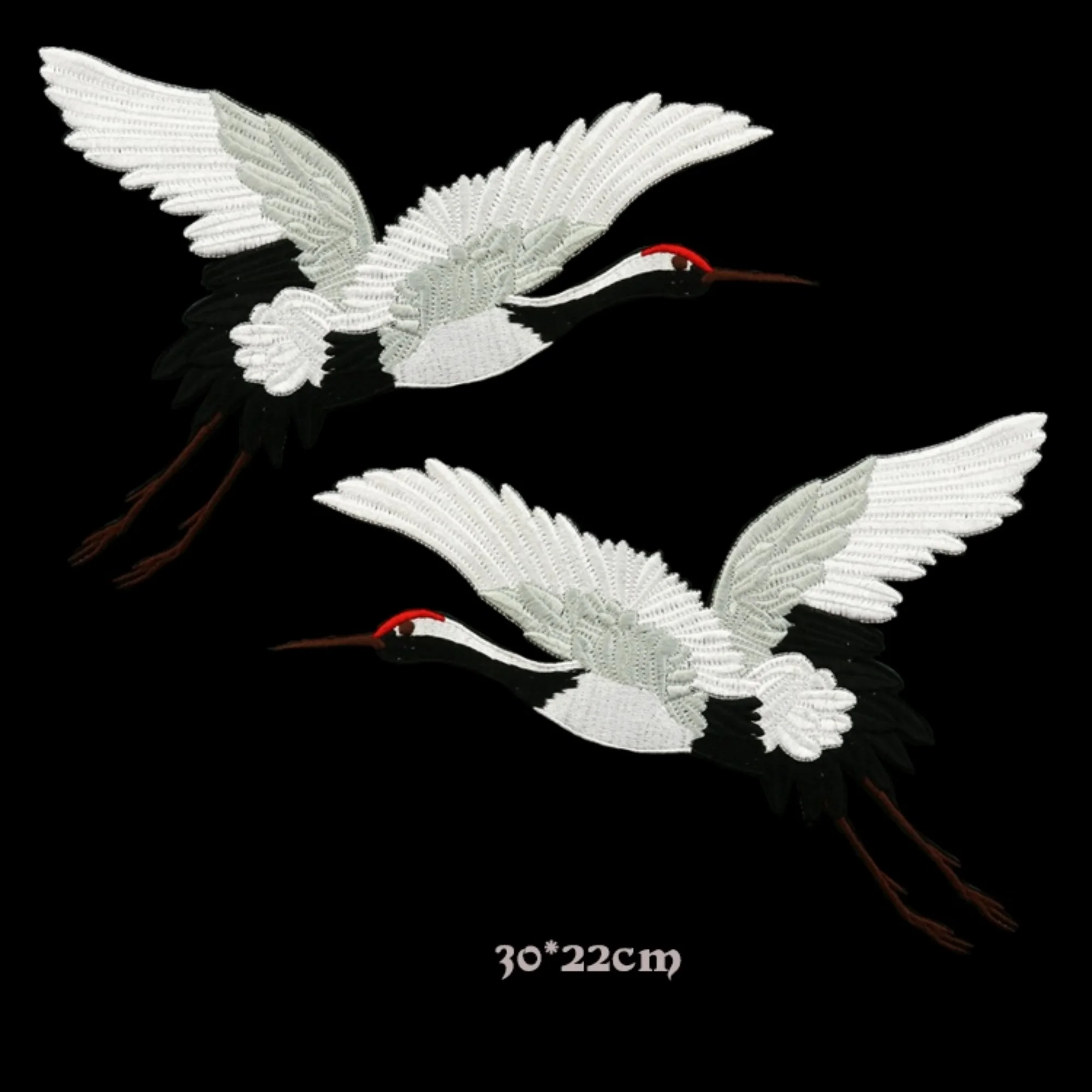 1 Pcs/1 Pair Crane pattren Lace Appliques,Embroidered Flowers,Patches For Wedding Supplies,Bridal Hair Flower,Headpiece