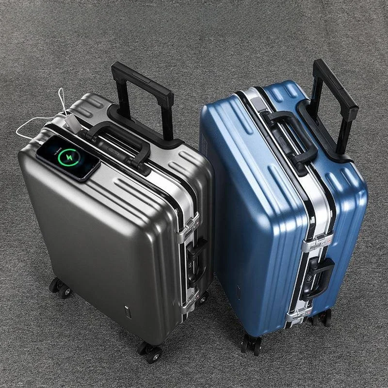 

Durable Aluminum Frame Luggage Suitcase Travel Bag Men's Zipper Carry-On Resistant Wear-Resistant Password Box