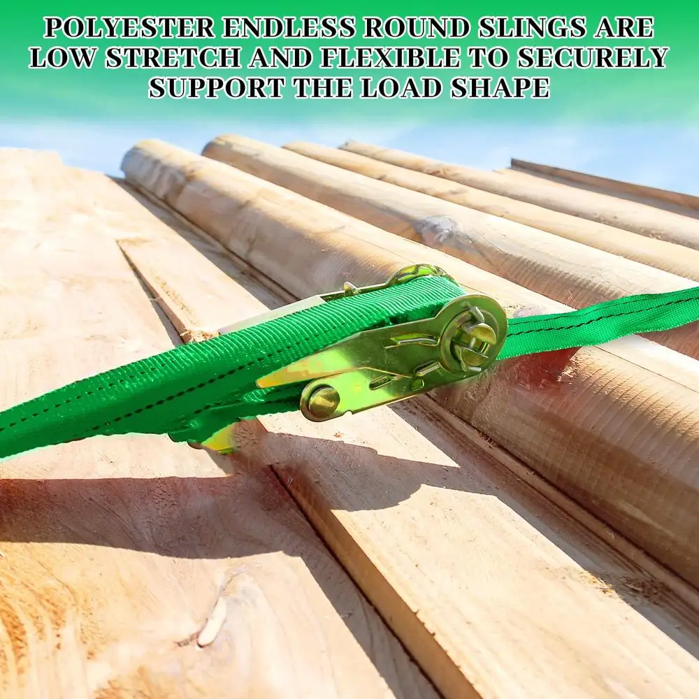 4 STKS Groen Polyester Rigging Hefriemen Takel Zware Objecten Poly Eindeloze Ronde Sling 5300LBS Capaciteit Ondersteuning Lift Tow