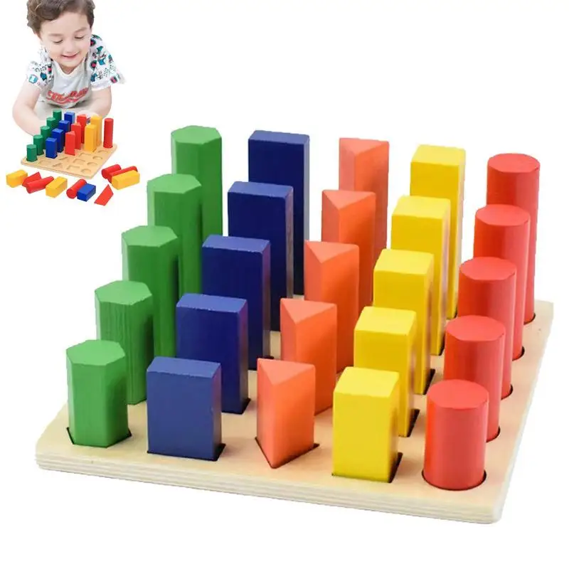 

Geometric Shapes Board Game Wood Montessori Shapes Puzzle Toys Toddlers Trapezium Blocks Shape Sorting Toys Early Learning Toys