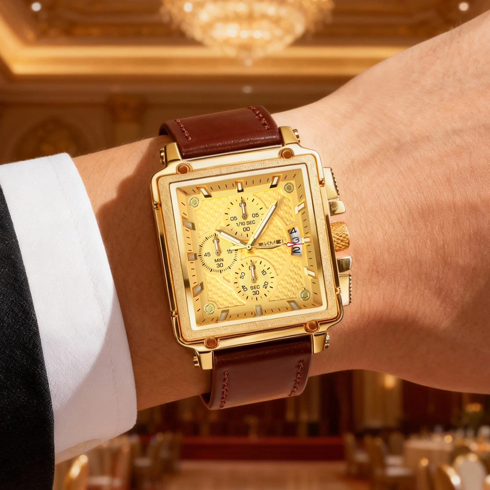 SKMEI 7098 Fashion Quartz Wristwatch 3ATM Waterproof Men Women Countdown Business Original Quartz Watch Timing Alarm Date