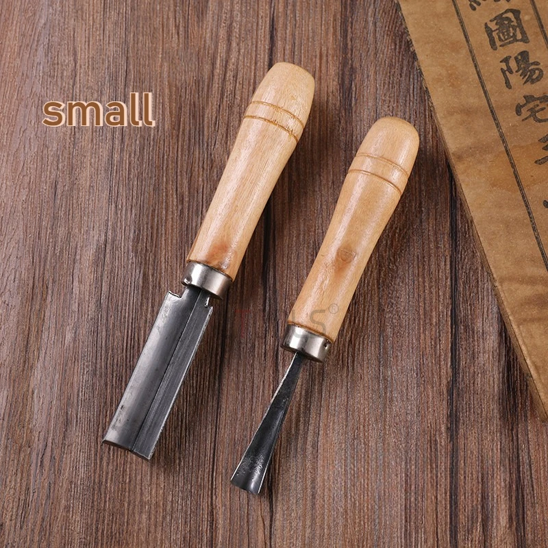 قاطع مطاطي ناعم متين من الصلب المنغنيز سكين نحت دائري عميق مقبض خشبي سكين الزاوية اليمنى نحت شريط مصابيح النيون أداة