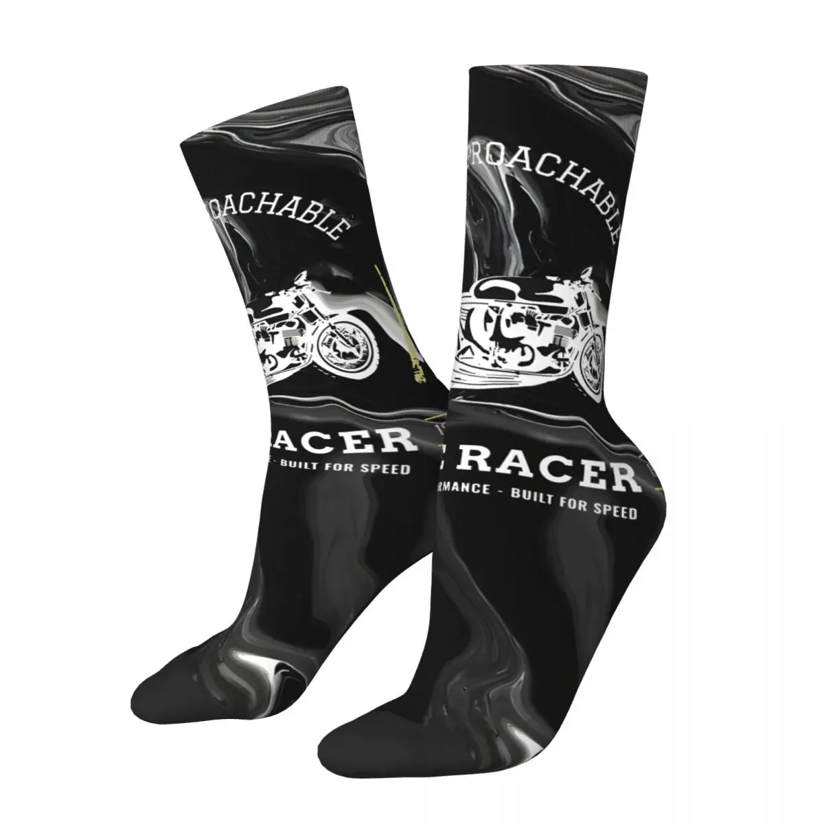 Vintage Biker Design Men's compression Socks Unisex Cafe Racer Harajuku Pattern Printed Novelty Crew Sock