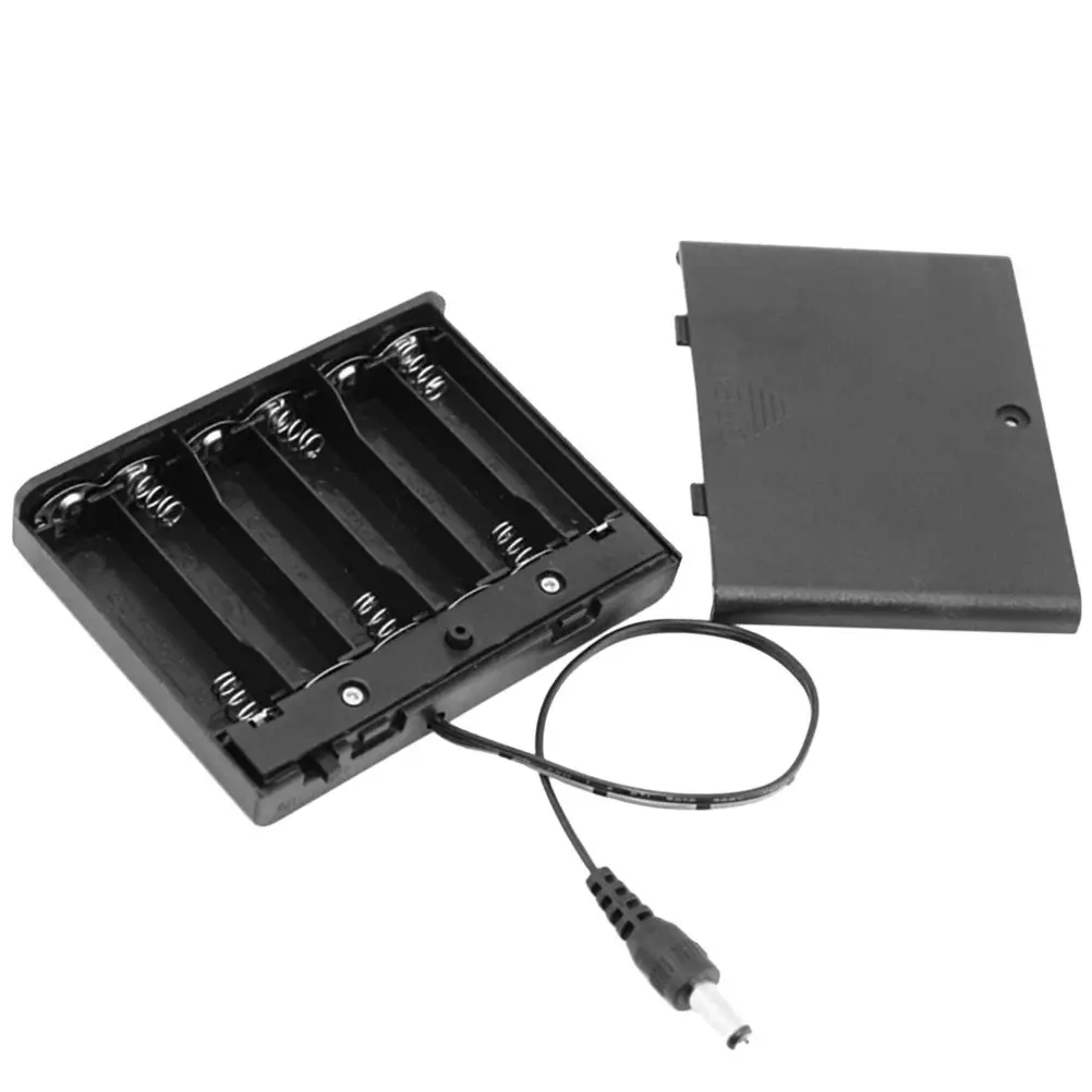 6 Slots Aa Battery Holder Storage Box Spring Clips Battery Case Removable Cover Wire Leads Power Supply for Robots