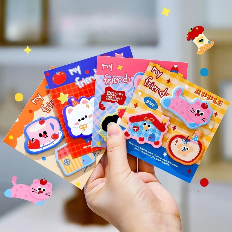 4pcs Creative Pet Combination Shape Post Notes Student Multiple Decoration Message Note Sticky Note N Times Notepad