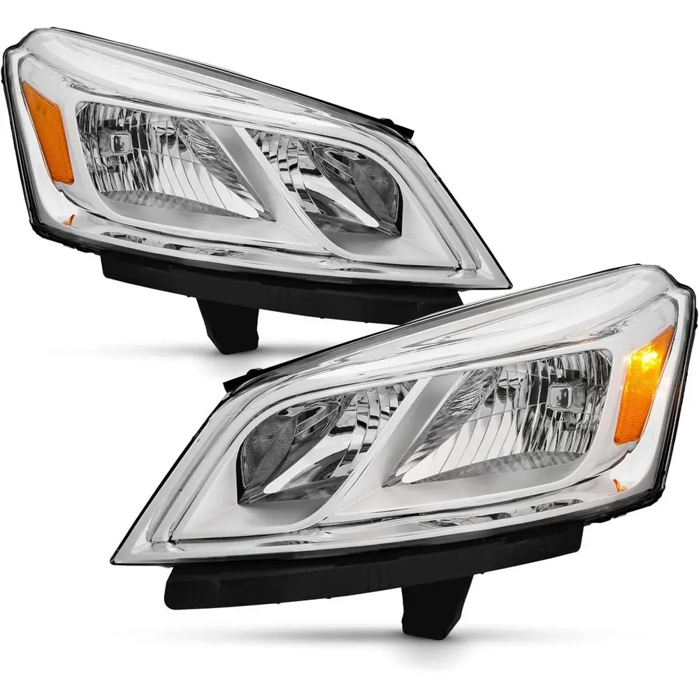 

AKKON - Fits 2013-2017 Chevy Traverse [Halogen Type] Chrome Headlights Headlamp Pair Driver Left+Passenger Right
