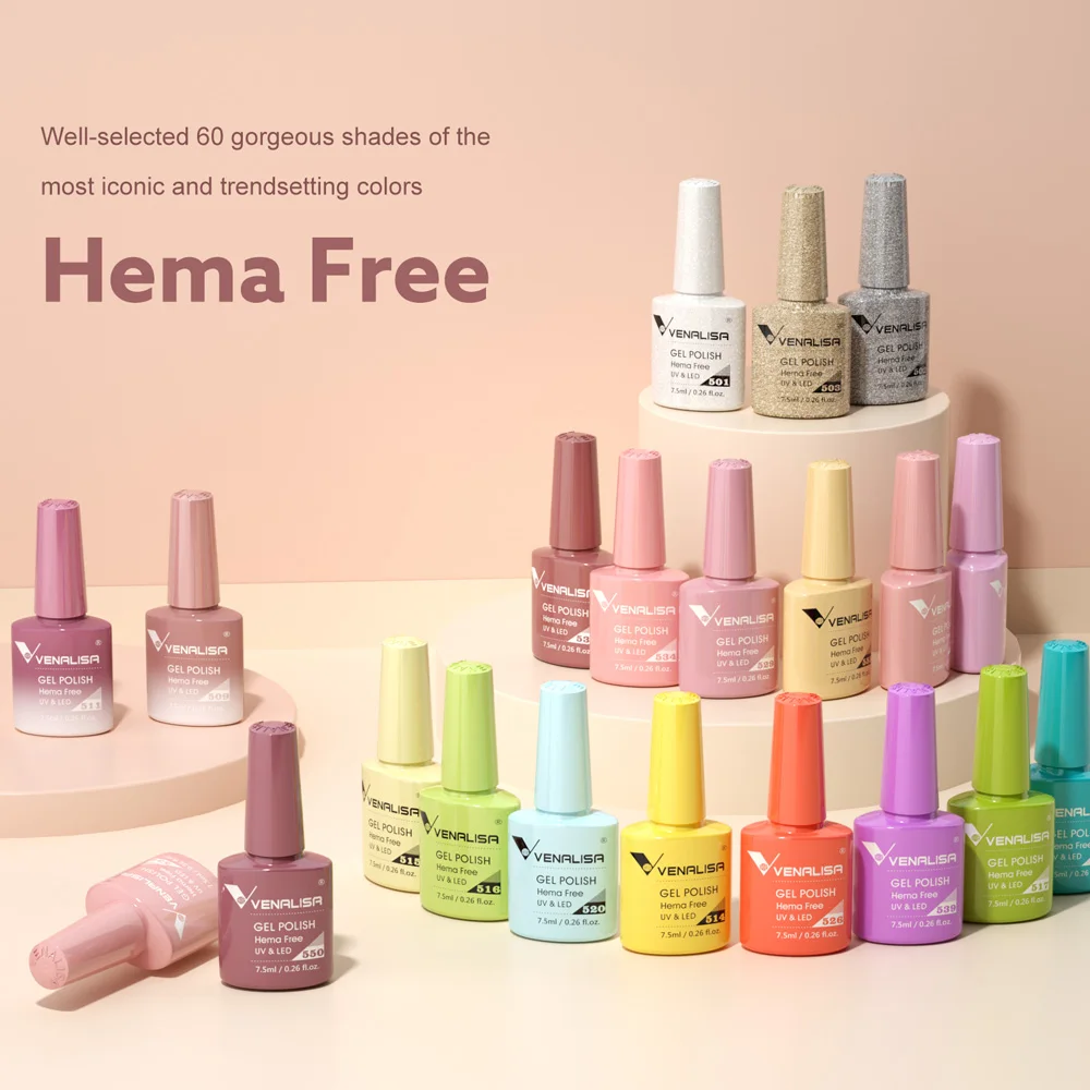 Venalisa HEMA/TPO FREE 7,5 ml Gel-Nagellack für den Sommer, Frühling, French Jelly, nacktes Rosa, Nagelgel, Glitzer, SoakOff, UV-LED, Maniküre, DIY – Detail 9