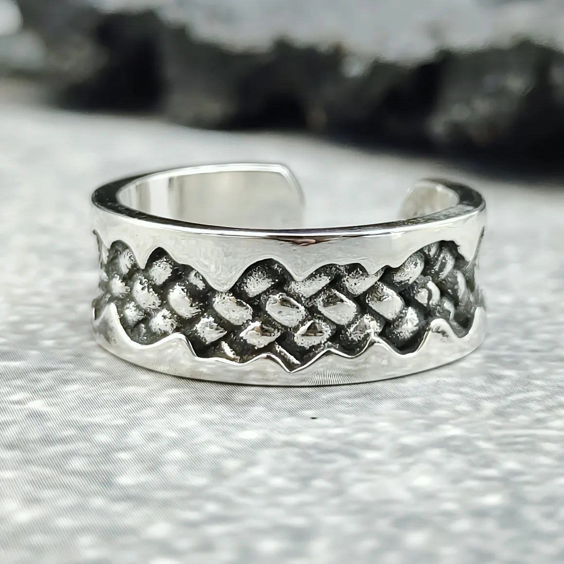 

Thai silver craft men's and women's couple ring fashion trend s925 sterling silver braided cracks fashion open ring