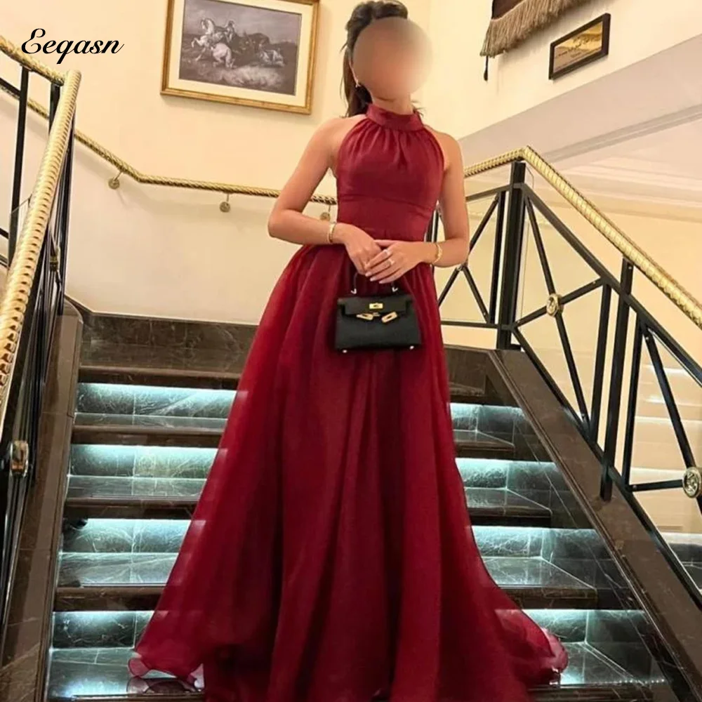 

Luxurious Evening Dresses Designers فساتين سهرة Vestidos De Festa Halter Organza A Line Prom Party Dress Customized