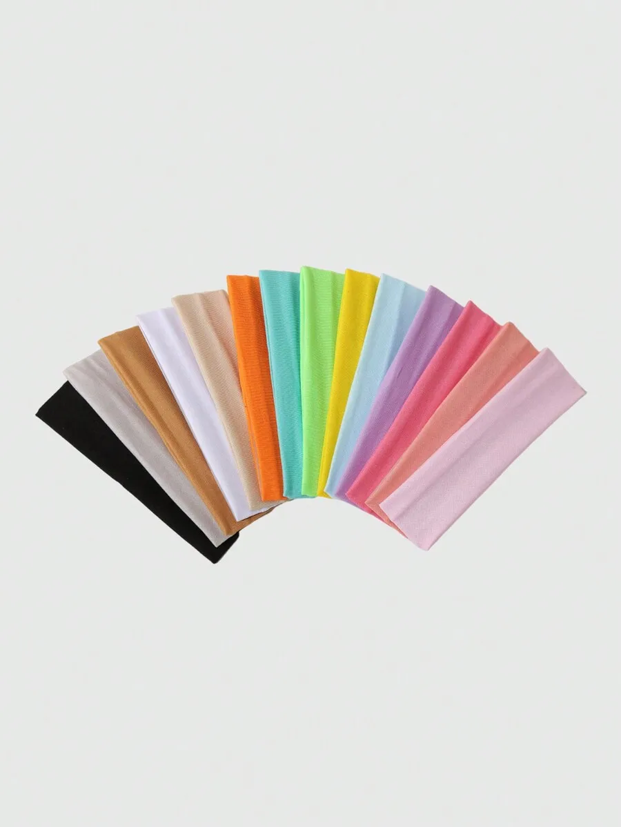 

6pcs Solid Color Elastic Headbands For Sports And Casual Use