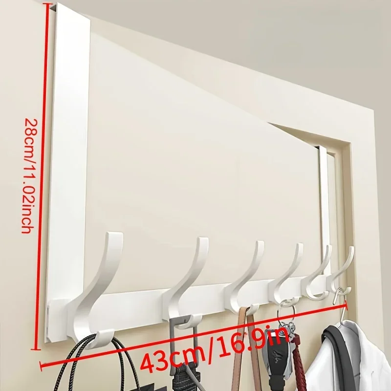 

Универсальная наддверная вешалка с крючками «Innovative» — без сверления, белая, идеально подходит для полотенец, шапок, одежды и сумок в спальне и ванной комнате.