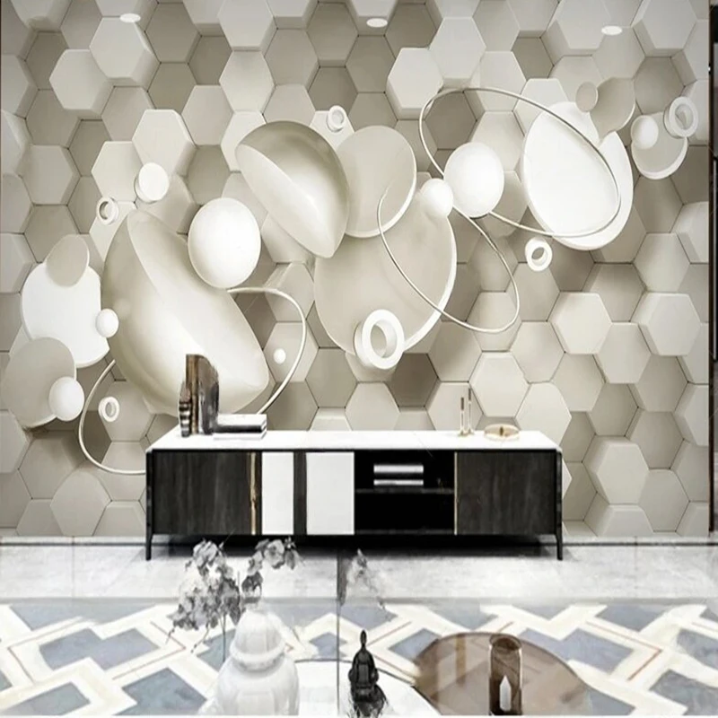 

Custom 3D Stereo Abstract Geometric Wall Mural for Modern Living Room Personalized TV & Sofa Background Wall Art Space Décor