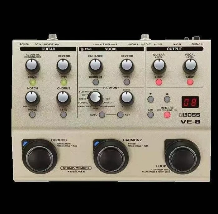 

Эффект-педаль Boss VE-8 Folk для электрогитары, акустическая мелодическая петля с функцией петли человеческого голоса для пения, аксессуар для музыкальных инструментов