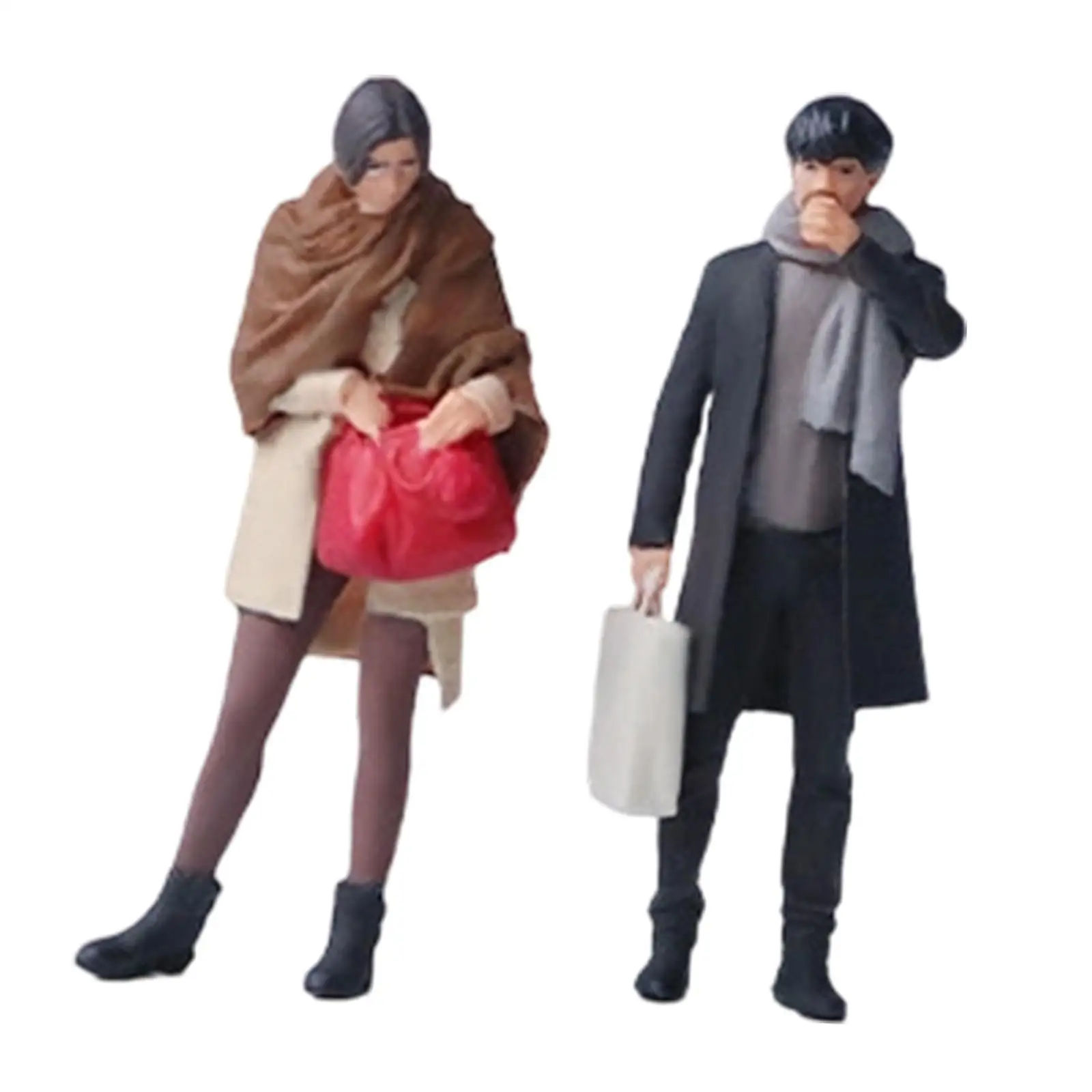 2 Pieces 1:64 Scale Miniature Figures Ornaments Decorative Painted Miniature Scene Models Miniature People Figurines Mini Models