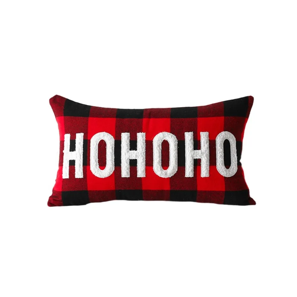 

Snowflakes Print Christmas Plaid Pillowcase INS Style Square Throw Pillowcover Rectangle Christmas Tree Cushion Cover Sofa/Bed
