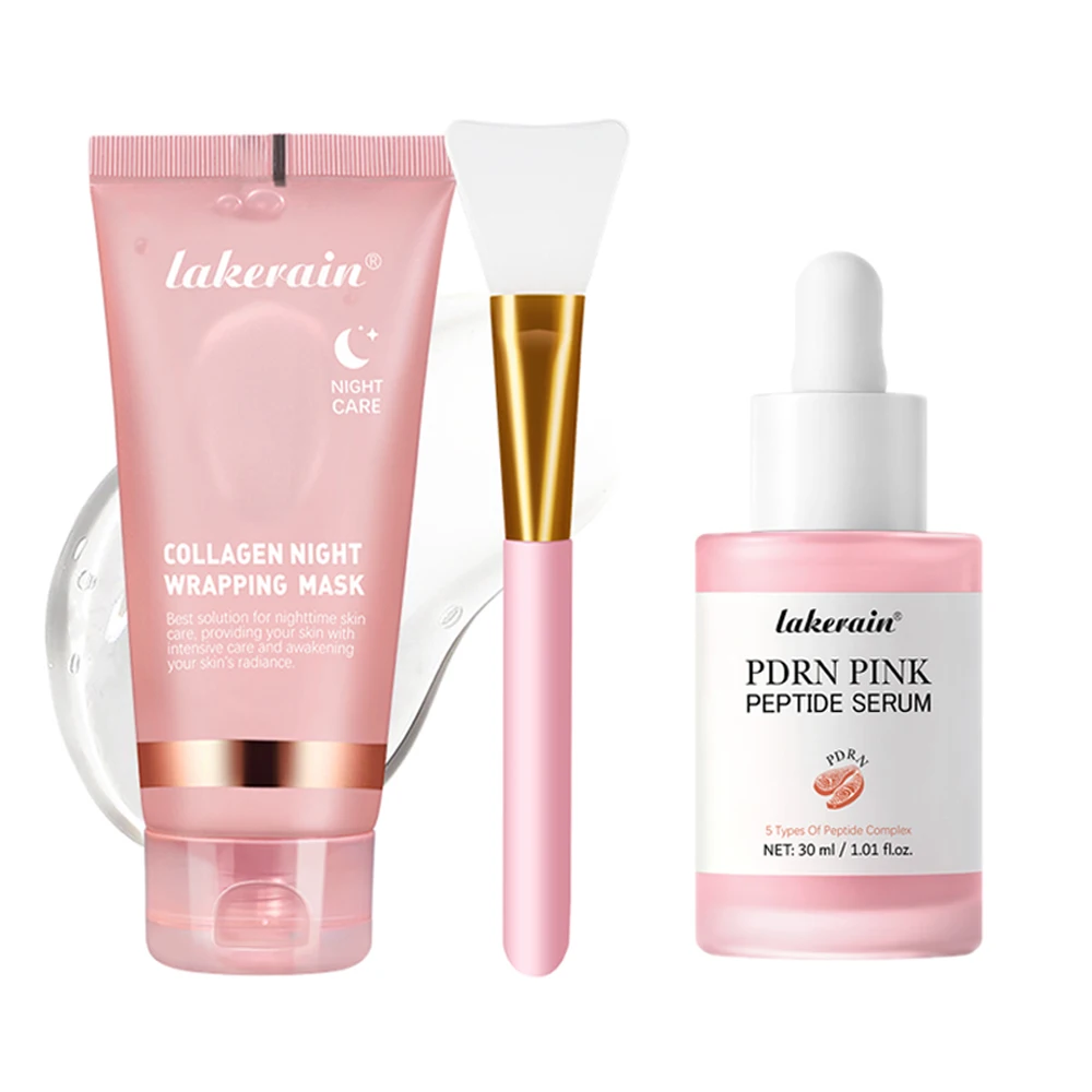 Mascarilla Envolvente de Colágeno y Suero de Péptidos Rosados con ADN de Salmón PDRN, Suero Iluminador Rosado, Elimina la Oscuridad de la Piel, Hidratante y Reafirmante, Cuidado de la Piel Coreano
