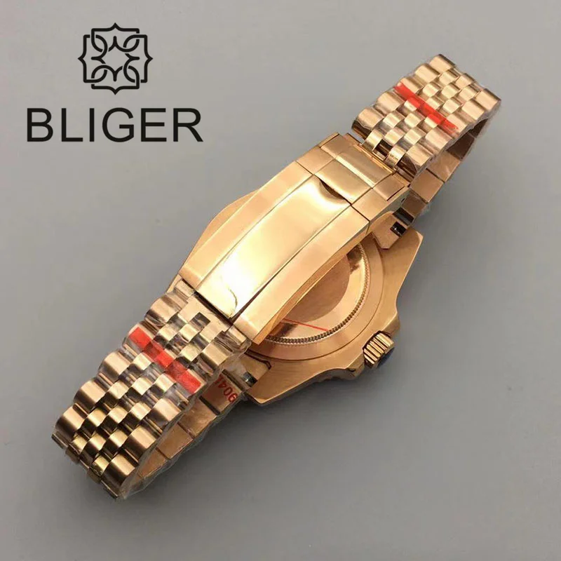 BLIGER 40mm Luxury Men\'s Watch Full Rose Gold NH35 PT5000 MIYOTA Mingzhu Automatic Watch Stainless Steel Waterproof SaphireGlass