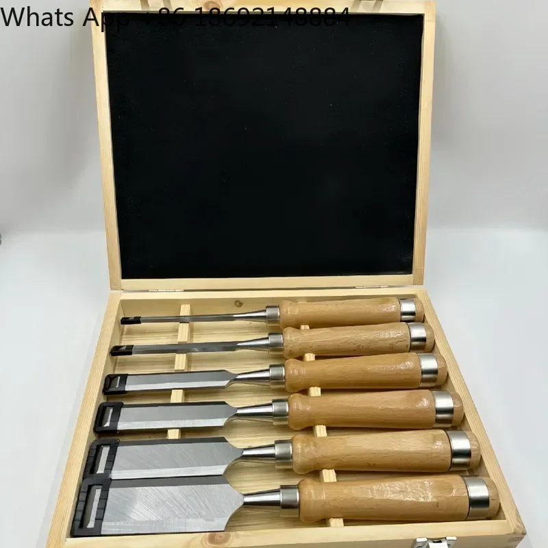 High-Grade Wooden Box Carpentry Chisel Set for Cross-Border Trade Flat Chisel Carving Knife Tool Set