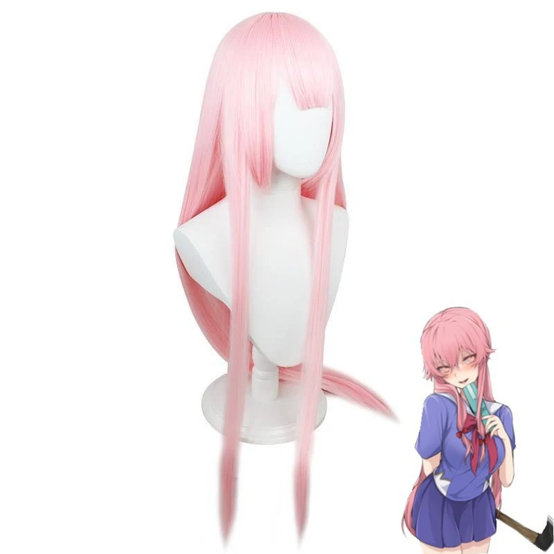 Anime Future Diary heroína modelado pelo largo y liso Gasai Yuno personaje peluca escenario danza actuación ropa partido tocado