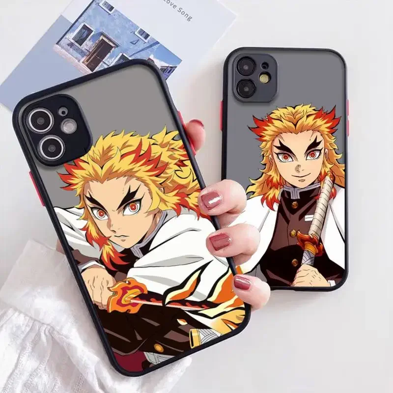 Etui na telefon Demon Slayer Rengoku Kyoujurou IPhone 12, 11, 13, 14, Pro, Max, X, XR, XS, SE2020, 7, 8, Plus Hard Cover Case