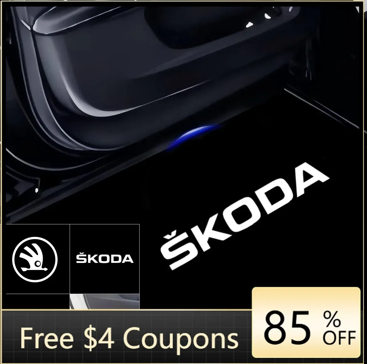 

For Skoda 2 Led Car Door Light Logo Projector Lamp For Skoda VRS Octavia A7 2015 -2024 Kodiaq 2016 - 2024 2022 2021 2023 2020 Ac
