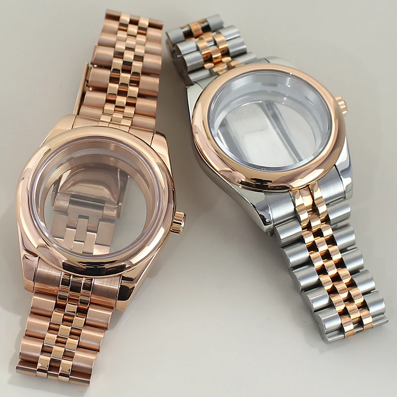 

39mm 36mm Watch Case Rounded Edge Bezel Sapphire Crystal For Oyster NH35 NH34 NH36 NH38 4R36 Miyota 8215 Movt Jubilee Bracelet