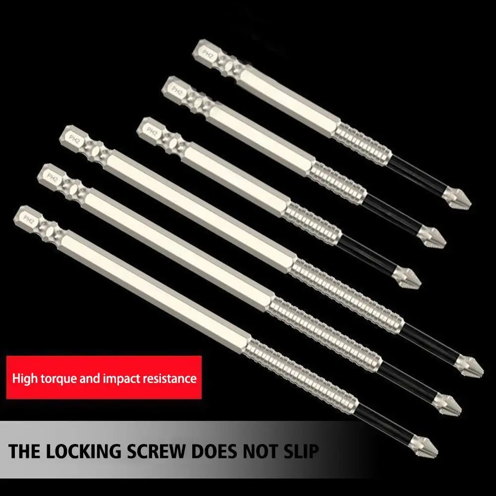 

Набор нескользящих ударных отверток PH2 с магнитной крестообразной отверткой 25-150 мм, противоскользящие водонепроницаемые биты