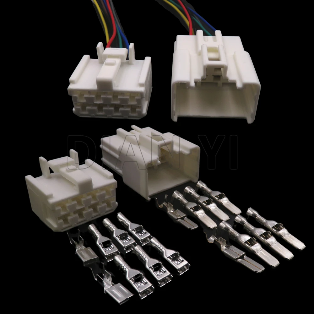 

1 Set 8 Way AC Assembly Auto Plastic Housing Connector With Cables Car Unsealed Sockets With Terminal 90980-11615