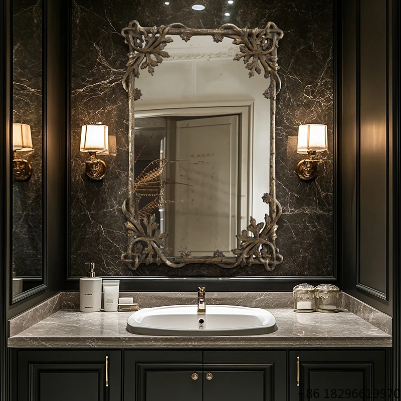 Handmade Antique Baroque Wall Mirror Heavy Duty Decorative Mirror for Bedroom Bathroom Living Room Entryway