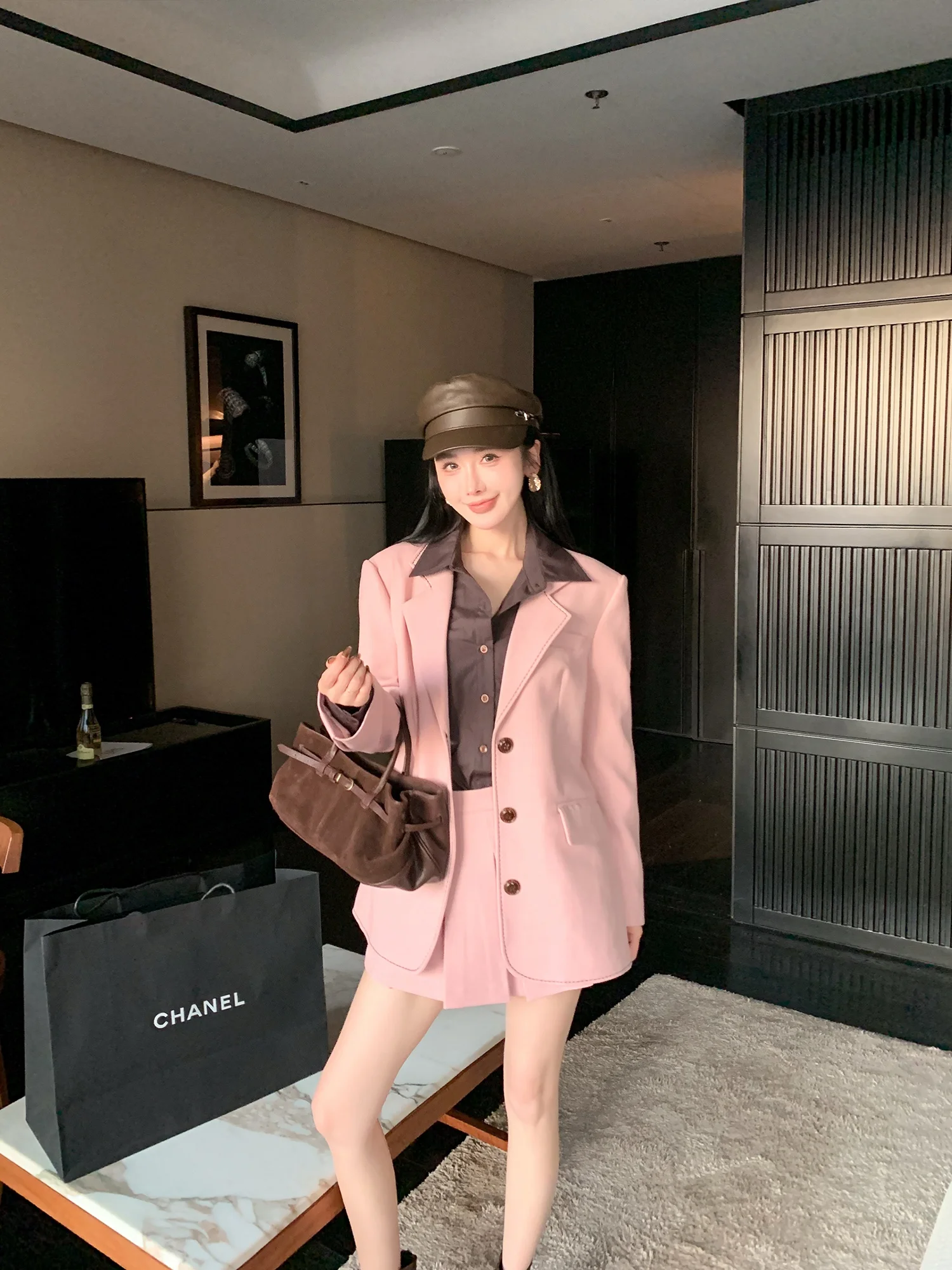 

LADIESFIRST Vintage Silhouette Suiting Set Slimming Versatile Women's And ort Skirt Ensemble Faionable Spring Wear