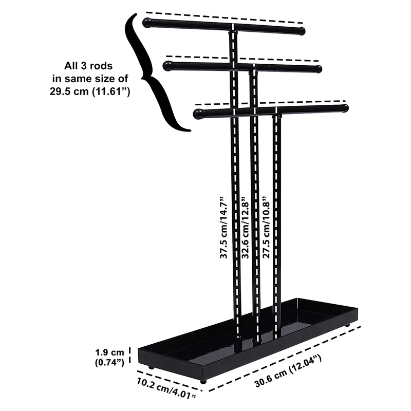 3層ジュエリー収納ラック,デスクトップディスプレイマネージャー,3極,金属製の木,調整可能,イヤリング,ネックレス,ブレスレット