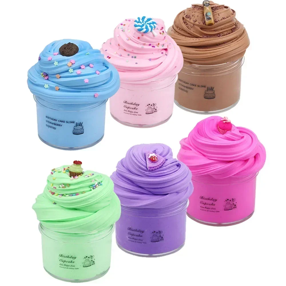 100ml Large Capacity Crunchy Slime Super Soft Stretchy Non-Sticky Jelly Cube Colorful Foam Clay Children's Party Favor Gifts