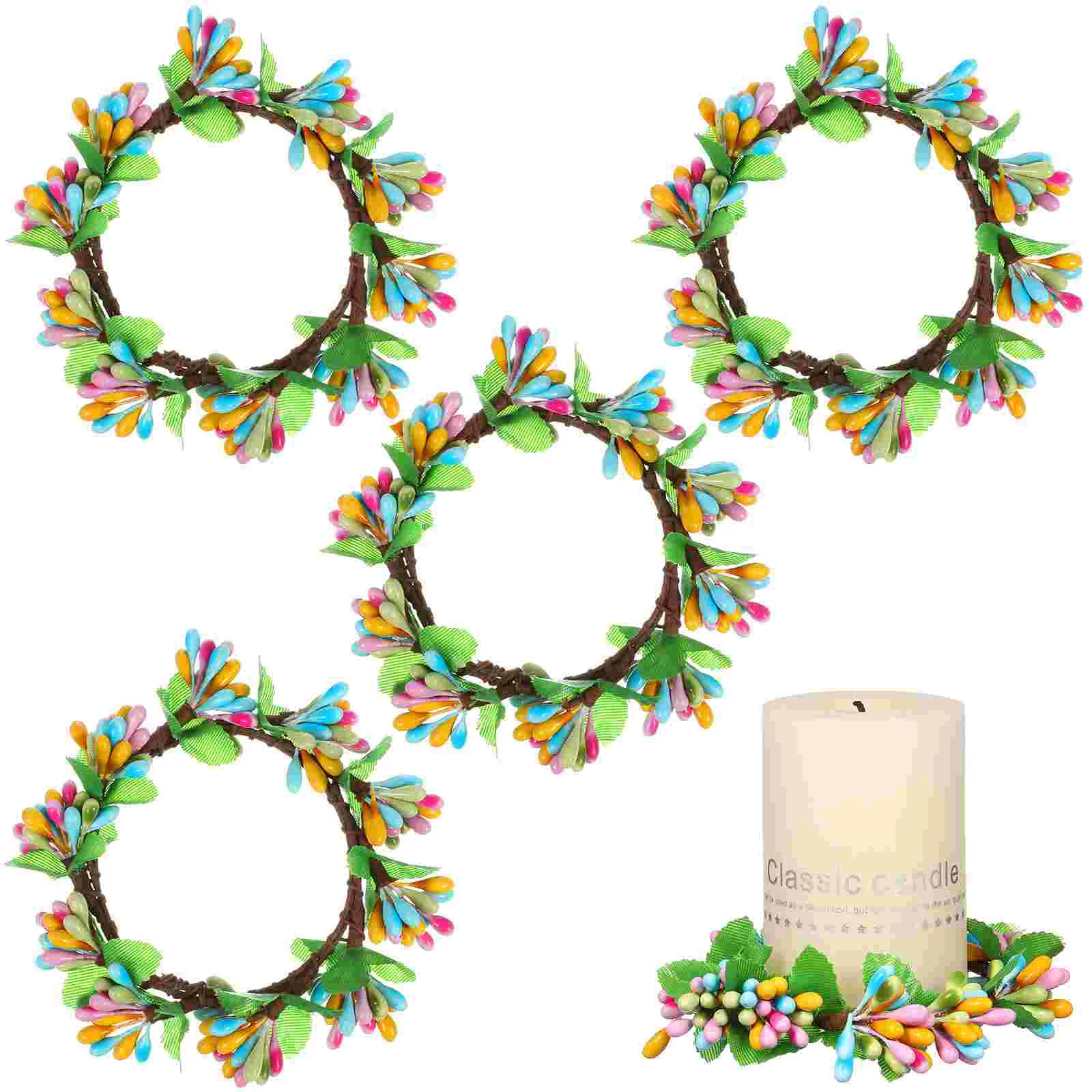 

4 Pcs Home Decor Easter Wreath Festival Garland Party Artificial Leaf Lantern Spring Decoration Simulation