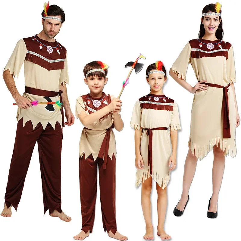 Umorden Fantasia Halloween Costumes Men Women African Original Indians Native Costume Cosplay for Boys Girls Party Fancy Dress R