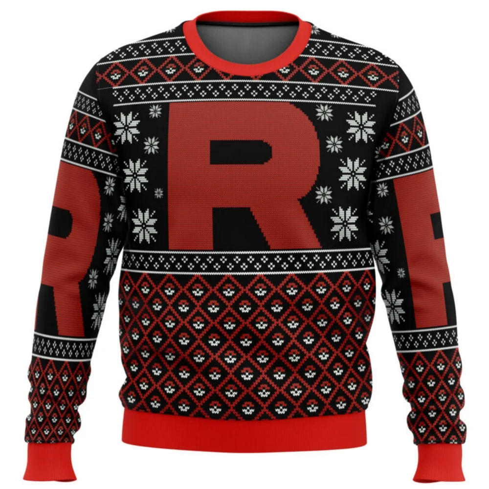 Pocket Monster Ugly Team Rockets New Year Christmas Sweater Gift Santa pullover Men's 3D Sweatshirt Fall Winter Clothing 2025