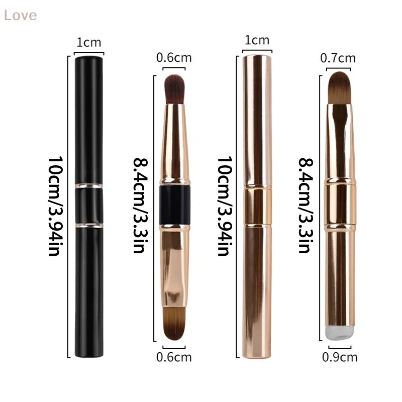 [L&P] Doppelköpfiger Lippenpinsel für Lippenstift, Metallstab, Lippenpinsel, Make-up-Pinsel für Lippenstift, Lipgloss, inklusive Deckel für Anfänger