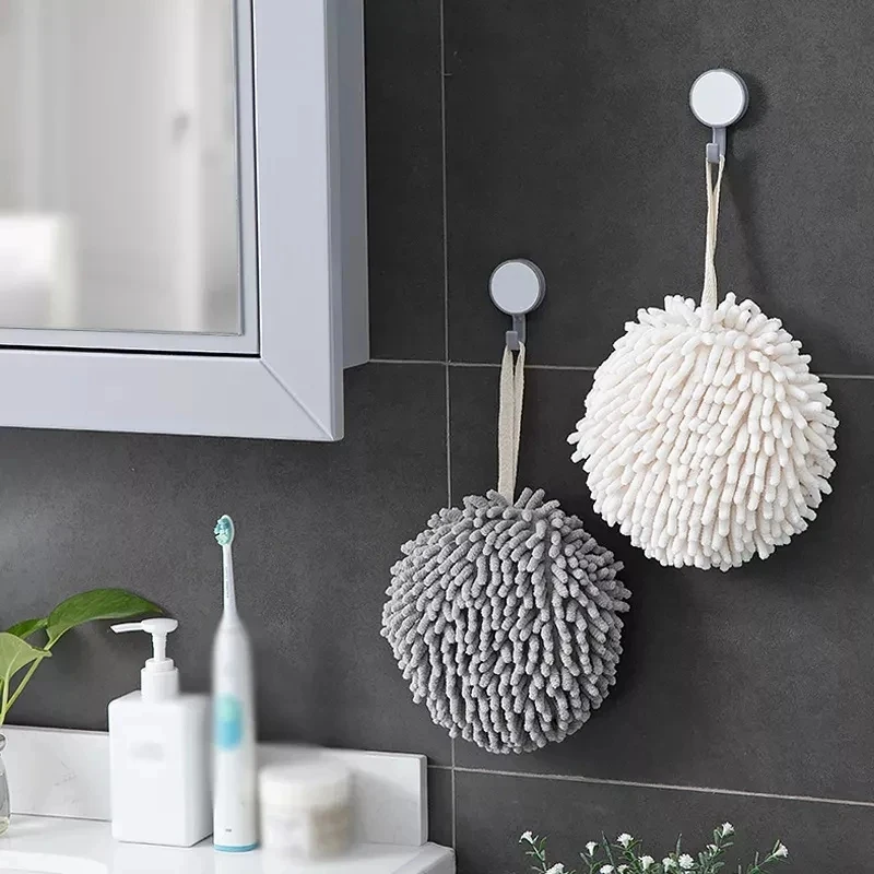 1/2pcs Quick Dry Soft Absorbent Microfiber Towels Hand Towels Kitchen Bathroom Hand Towel Ball with Hanging Loops Cleaning Cloth