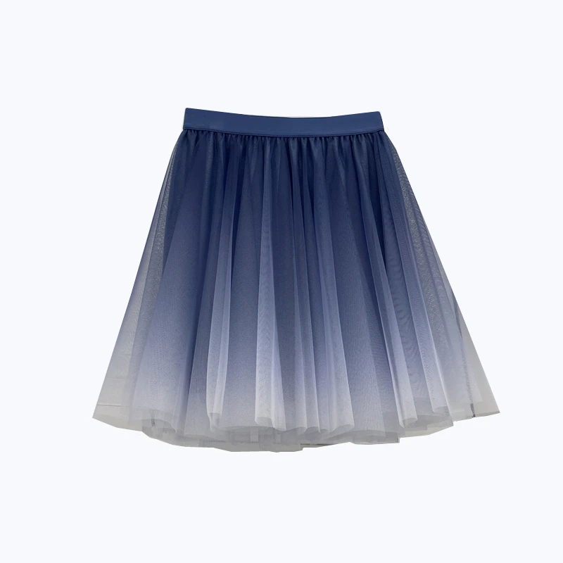 Graduated Color Mesh Short Skirt Women\'s High Waist A-Line Maxi Skirt Versatile Fluffy Base Half-length Skirt Summer Korean S...