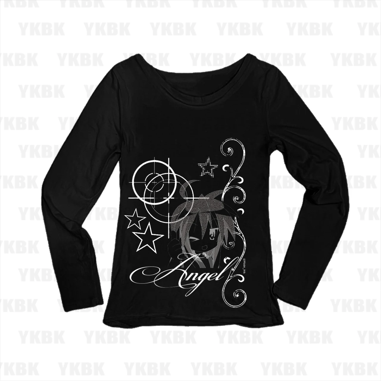 Y2K Angel Print Anime Girl Gothic Streetwear Harajuku Emo Top Vintage Aesthetic Graphic Tee 2024 Autumn Fashion Loose Fit Casual