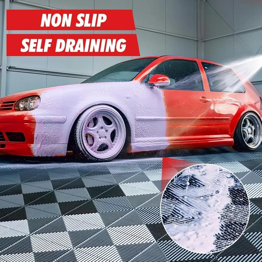 Non-Slip Interlocking Plastic Garage Floor Tiles - 50 Pieces, 15.7x15.7, Garage Flooring Mat for Organization and Storage