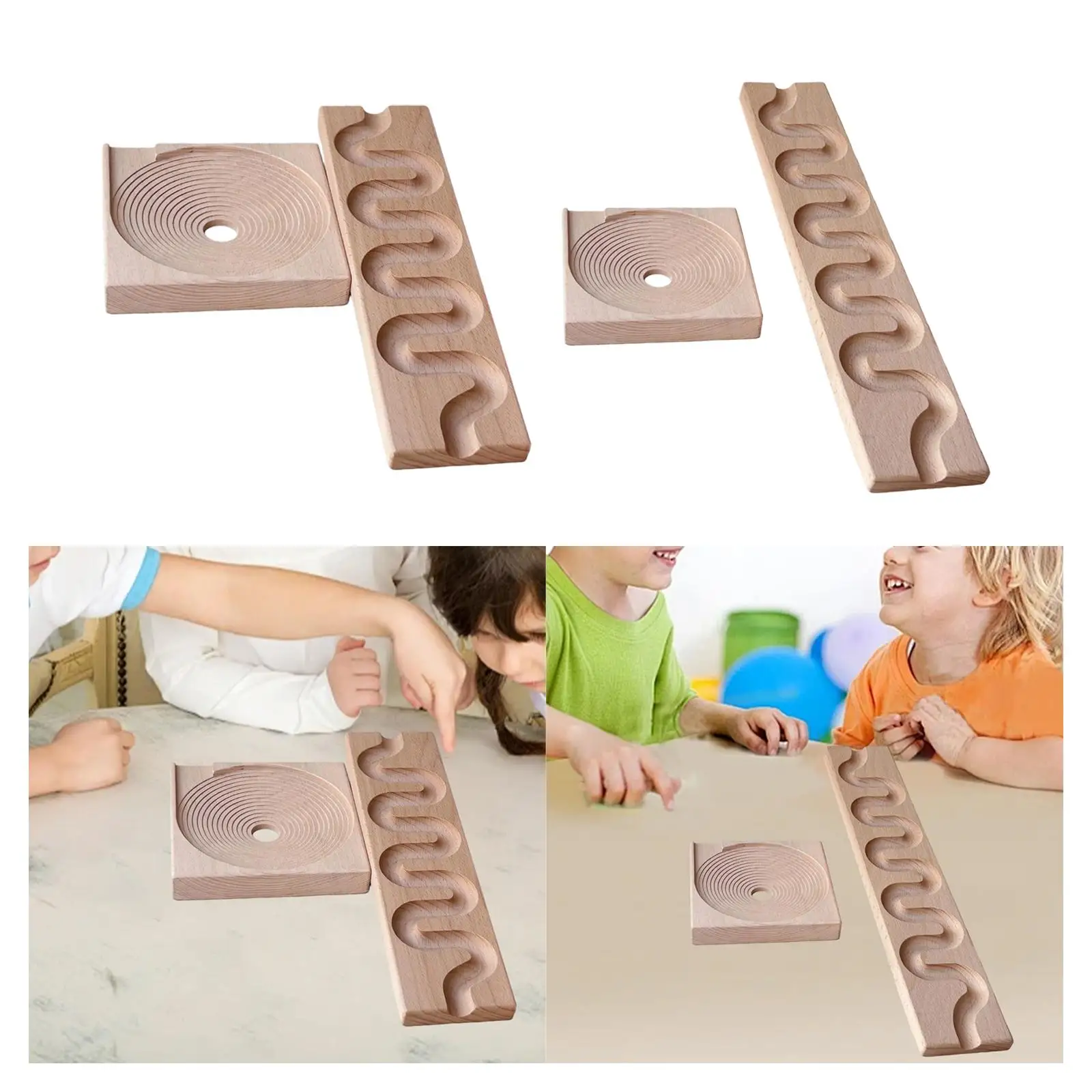 Marble Ball Race Track Wooden Construction Building Blocks Game for Kids Hand Eye Coordination Play