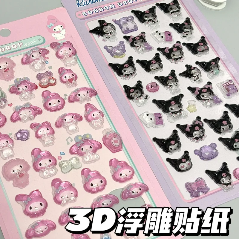 2026*3D Hallo Kitty Hangyodon Relief Gelee Aufkleber Mädchen Tagebuch Dekorative Kreativität Desktop Erhöhte Kristall Aufkleber Spielzeug