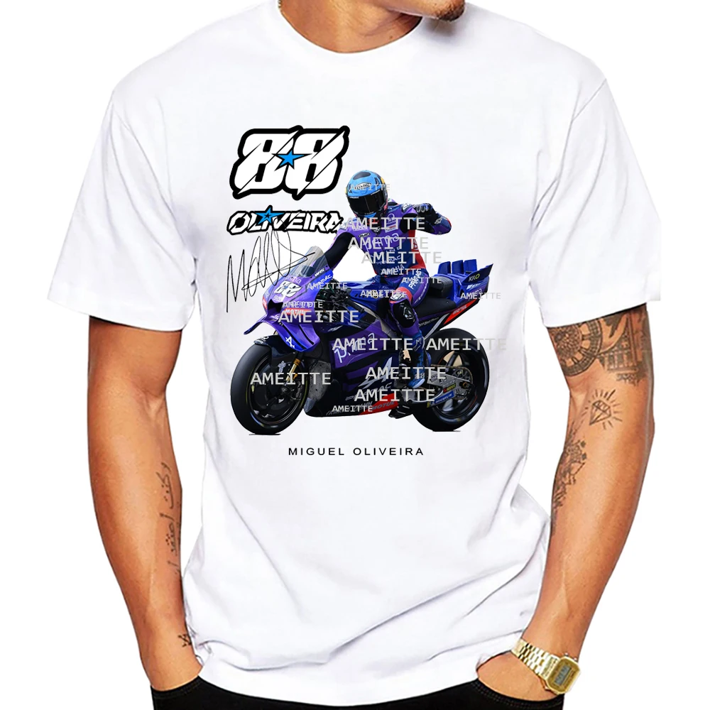 2025 جديد ميغيل Oliveira 88 GP سباق رايدر تي شيرت الرجال قصيرة الأكمام كول ركوب الرياضة الصبي عادية تيز دراجة نارية ركوب القمم البيضاء #2