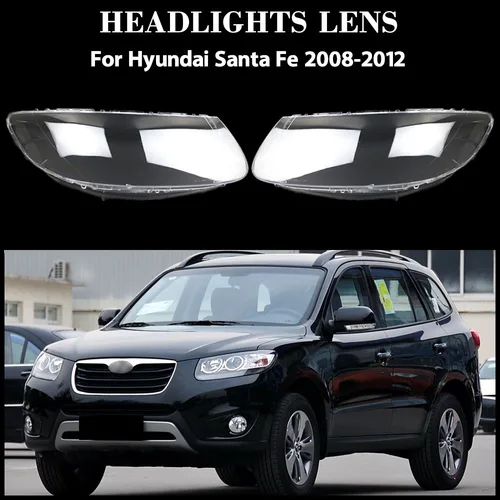 Imagen 1 del producto Para Hyundai Santa Fe 2008 2009 2010 2011 2012 accesorios de coche cubierta de faro carcasa de faro pantalla transparente plexiglás