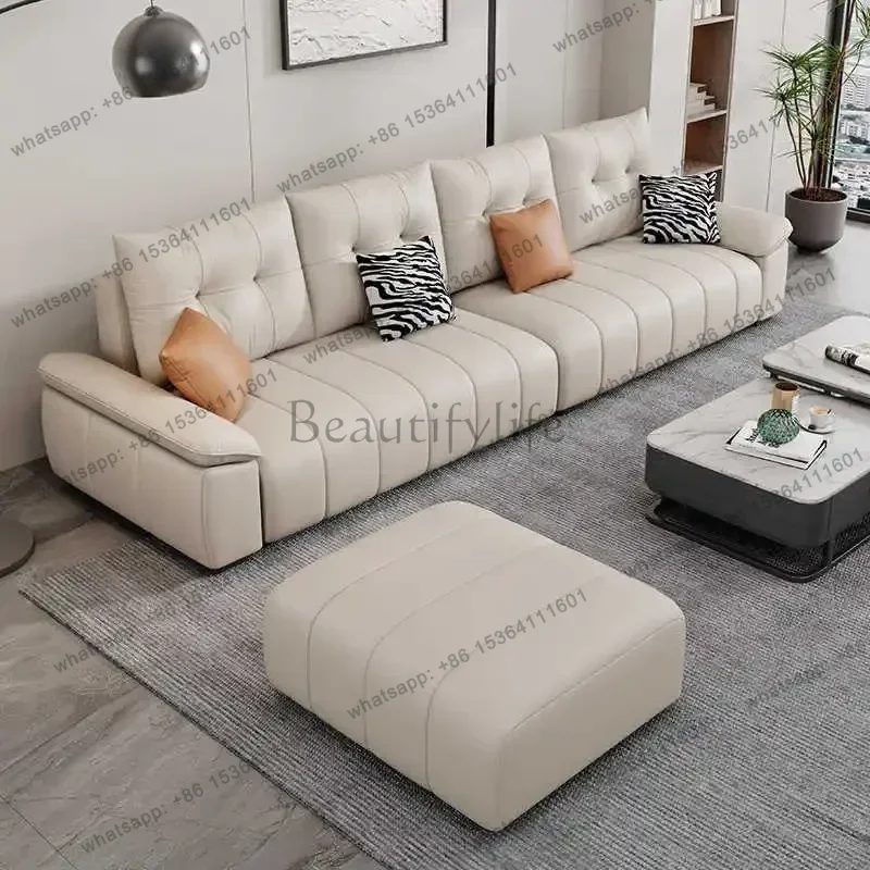 Factory Direct Sales Modern Simple Wear-resistant Cat Scratch Leather Living Room Sofa Piano Keys Office Sofa 300cm Office Furni