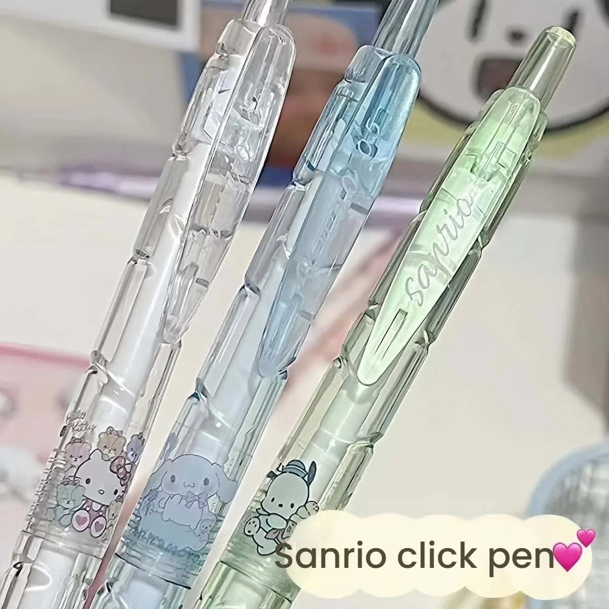 مجموعة أقلام جل سانريو الجديدة - 6 قطع من أقلام My Melody/Hello Kitty/Kuromi/Cinnamoroll/Pochacco، أقلام سريعة الجفاف مقاس 0.5 مم ST Nib للهدايا المدرسية