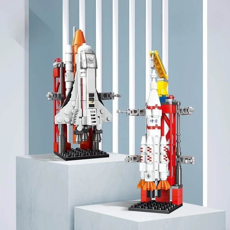 Kinder-Lernspielzeug Raumfahrt-Serie Modellflugzeug und Raumschiff DIY Baustein-Set Ideal als Ferien-Geschenk für Jungen