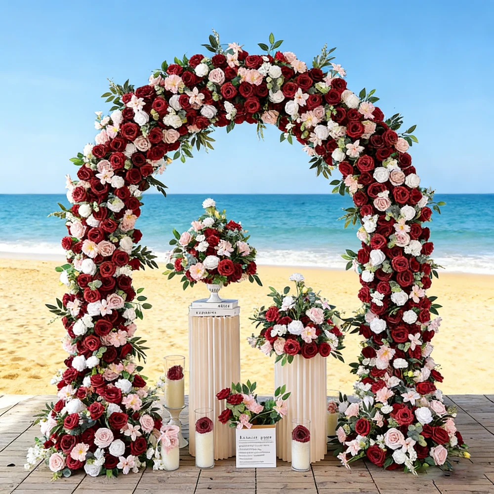 

H2,3 м искусственная красная, розовая, белая арка, цветочные композиции, центральные предметы - идеально подходят для свадебной вечеринки, дорожки, входного декора HY2965