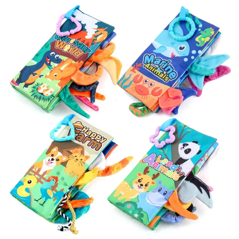 Learning Cognition Toys Children's Sensory Touch And Soft Feel Busy Book With Animal Tails Funny Kids Early Education Toy Gifts